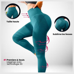 Charger l&#39;image dans la galerie, Legging 3D sculptant bleu Zafora avec taille haute, reliefs 3D et effet push-up pour sublimer les fesses
